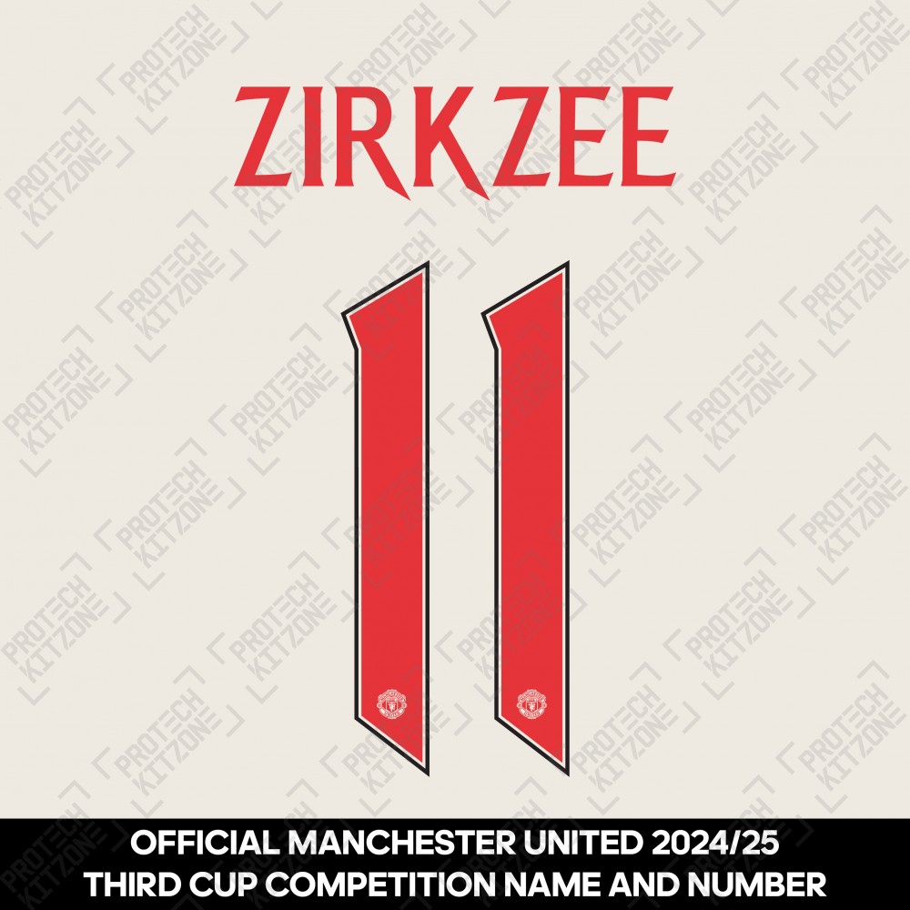 Zirkzee 11 (Official Manchester United FC 2024/25 Third Name and Numbering) Zirkzee 11 (Official Manchester United FC 2024/25 Third Name and Numbering)