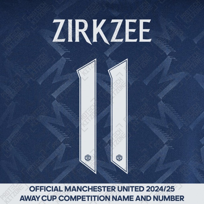 Zirkzee 11 (Official Manchester United FC 2024/25 Away Name and Numbering)  