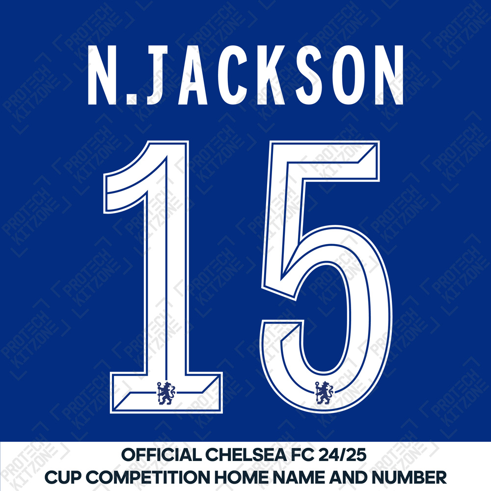 N.Jackson 15 (Official Name and Number Printing for Chelsea FC 24/25 Home Shirt) N.Jackson 15 (Official Name and Number Printing for Chelsea FC 24/25 Home Shirt)