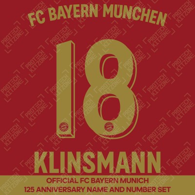 Klinsmann 18 - Official Bayern Munich 125 Anniversary Name and Number w/ FC Bayern Munchen Back Wording