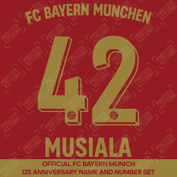 Musiala 42 - Official Bayern Munich 125 Anniversary Name and Number w/ FC Bayern Munchen Back Wording
