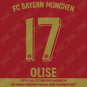 Olise 17 - Official Bayern Munich 125 Anniversary Name and Number w/ FC Bayern Munchen Back Wording