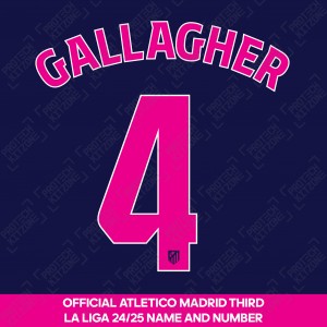 Gallagher 4 (Official Atletico Madrid 2024/25 Third Name and Numbering - La Liga Version) 