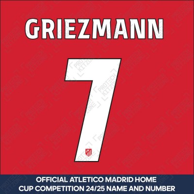 Griezmann 7 (Official Atletico Madrid 2024/25 Home Name and Numbering - Cup Version) 