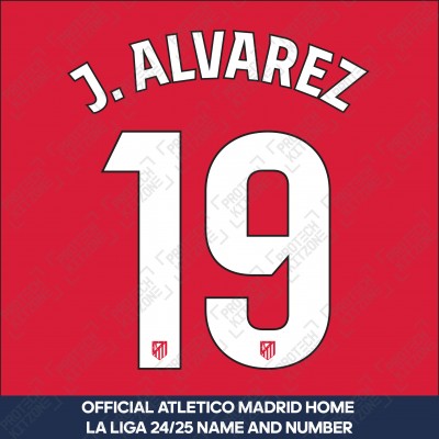 J. Alvarez 19 (Official Atletico Madrid 2024/25 Home Name and Numbering - La Liga Version) 