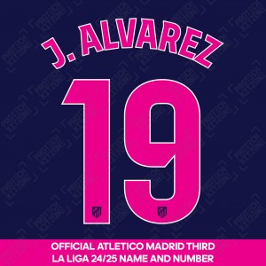 J. Alvarez 19 (Official Atletico Madrid 2024/25 Third Name and Numbering - La Liga Version) 
