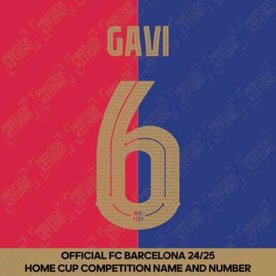 Gavi 6 (Official FC Barcelona 2024/25 Home Name & Numbering - Cup / Play Version) 
