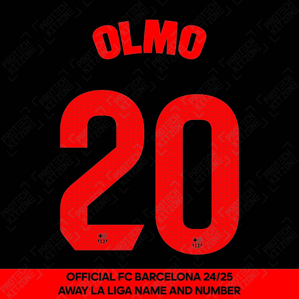 Olmo 20 (Official FC Barcelona 2024/25 Away Name & Numbering - La Liga Version) (O20-FCB-2425-AW-LFP-NNS, Buy more Save more, ) by www.protechkitzone.com Olmo 20 (Official FC Barcelona 2024/25 Away Name & Numbering - La Liga Version)
