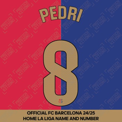 Pedri 8 (Official FC Barcelona 2024/25 Home Name & Numbering - La Liga Version) 