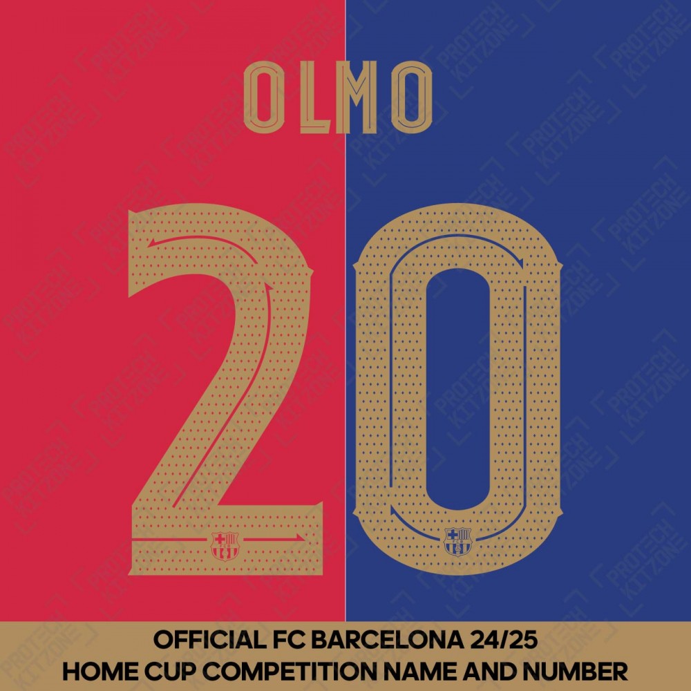Olmo 20 (Official FC Barcelona 2024/25 Home Name & Numbering - Cup / Play Version) (O20-FCB-2425-HM-CLUB-NNS, Buy more Save more, ) by www.protechkitzone.com Olmo 20 (Official FC Barcelona 2024/25 Home Name & Numbering - Cup / Play Version)