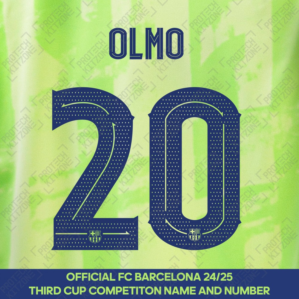 Olmo 20 (Official FC Barcelona 2024/25 Third Name & Numbering - Cup / Play Version) (O20-FCB-2425-TH-CLUB-NNS, Buy more Save more, ) by www.protechkitzone.com Olmo 20 (Official FC Barcelona 2024/25 Third Name & Numbering - Cup / Play Version)