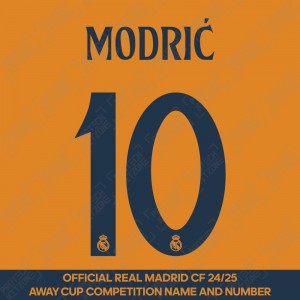 Modric 10 (Official Real Madrid CF 2024/25 Away Cup Competition Name and Numbering) 