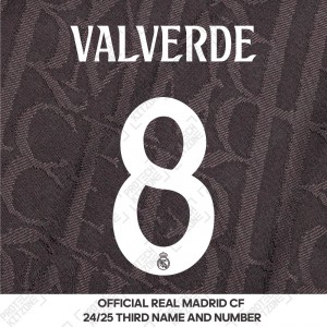 Valverde 8 (Official Real Madrid CF 2024/25 Third Cup Competition Name and Numbering) 