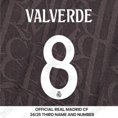 Valverde 8 (Official Real Madrid CF 2024/25 Third Cup Competition Name and Numbering) 