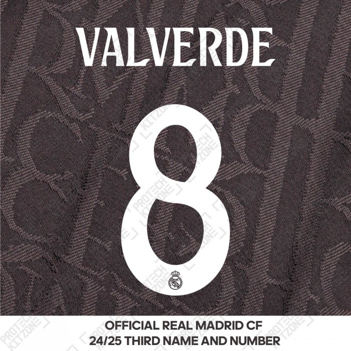Valverde 8 (Official Real Madrid CF 2024/25 Third Cup Competition Name and Numbering) 