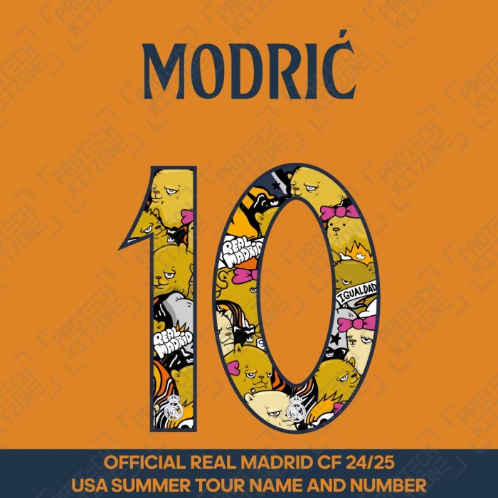 Modric 10 (Official Real Madrid CF 2024/25 US Summer Tour Name and Numbering) 