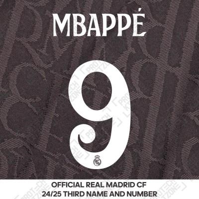 Mbappé 9 (Official Real Madrid CF 2024/25 Third Cup Competition Name and Numbering) 