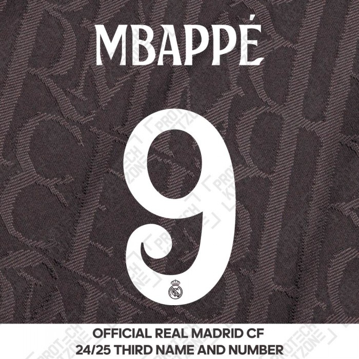 Mbappé 9 (Official Real Madrid CF 2024/25 Third Cup Competition Name and Numbering) 