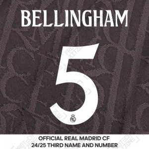 Bellingham 5 (Official Real Madrid CF 2024/25 Third Cup Competition Name and Numbering) 