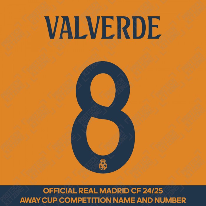 Valverde 8 (Official Real Madrid CF 2024/25 Away Cup Competition Name and Numbering) 