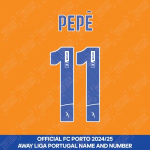 Pepê 11 - (Official FC Porto 2024/25 Away Name and Numbering - Liga Portugal Version)