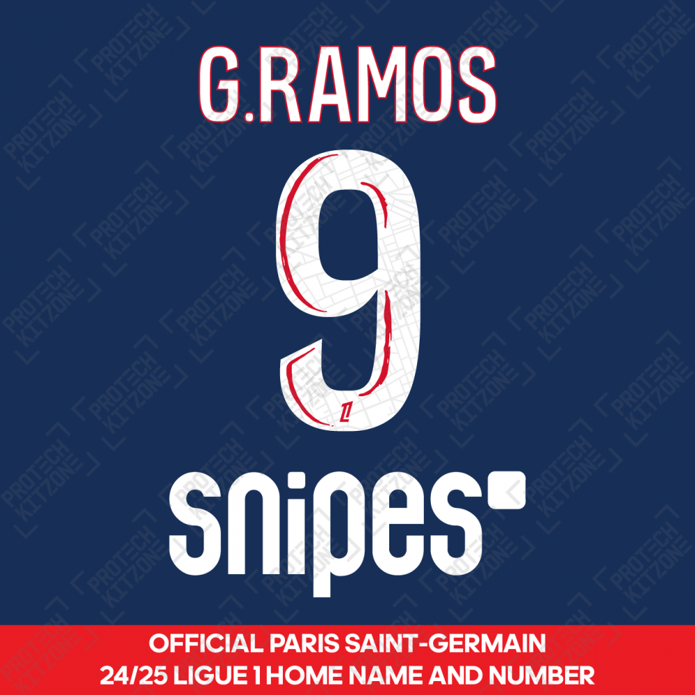 G.Ramos 9 - Official Paris Saint-Germain 2024/25 Home Name and Number (Ligue 1 Version) G.Ramos 9 - Official Paris Saint-Germain 2024/25 Home Name and Number (Ligue 1 Version)