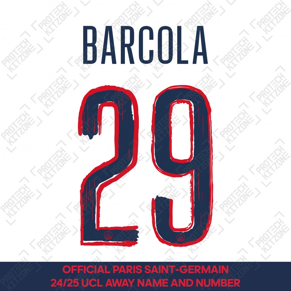 Barcola 29 - Official Paris Saint-Germain 2024/25 Away Name and Number (UCL Version) (B29-PSG-2425-UCL-AW-NNS, Buy more Save more, ) by www.protechkitzone.com Barcola 29 - Official Paris Saint-Germain 2024/25 Away Name and Number (UCL Version)