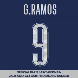 G. Ramos 9 - Official Paris Saint-Germain 2024/25 Fourth Name and Number (UCL Version) 