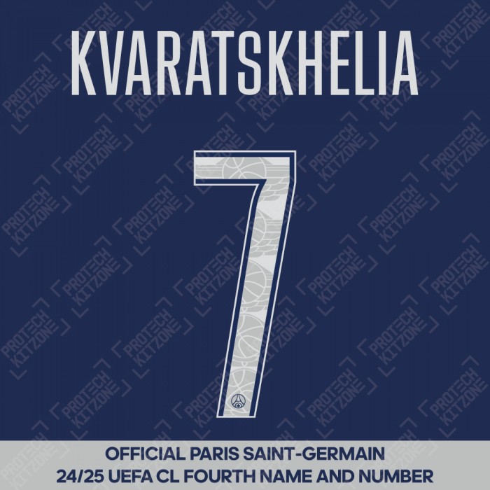 Kvaratskhelia 7 - Official Paris Saint-Germain 2024/25 Fourth Name and Number (UCL Version) 