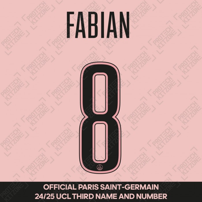 Fabian 8 - Official Paris Saint-Germain 2024/25 Third Name and Number (UCL Version) 