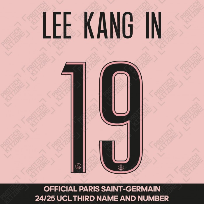 Lee Kang In 19 - Official Paris Saint-Germain 2024/25 Third Name and Number (UCL Version) 