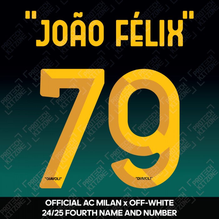 "João Félix" 79 (Official AC Milan x Off-White 2024/25 Fourth Name and Numbering)