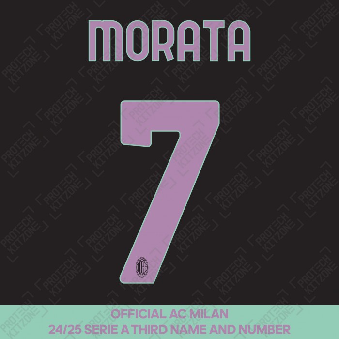 Morata 7 (Official AC Milan 2024/25 Third Serie A Name and Numbering)