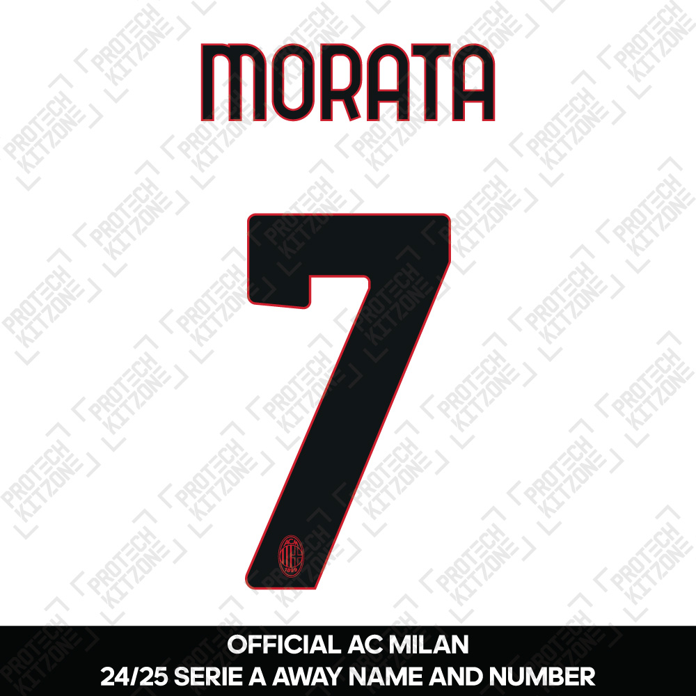 Morata 7 (Official AC Milan 2024/25 Away Serie A Name and Numbering) Morata 7 (Official AC Milan 2024/25 Away Serie A Name and Numbering)