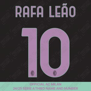 Rafa Leão 10 (Official AC Milan 2024/25 Third Serie A Name and Numbering)