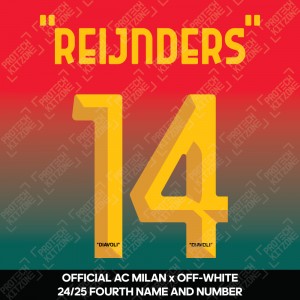 "Reijnders" 14 (Official AC Milan x Off-White 2024/25 Fourth Name and Numbering)