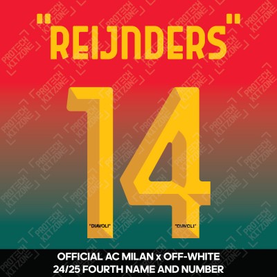 "Reijnders" 14 (Official AC Milan x Off-White 2024/25 Fourth Name and Numbering)