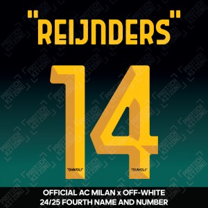 "Reijnders" 14 (Official AC Milan x Off-White 2024/25 Fourth Name and Numbering)