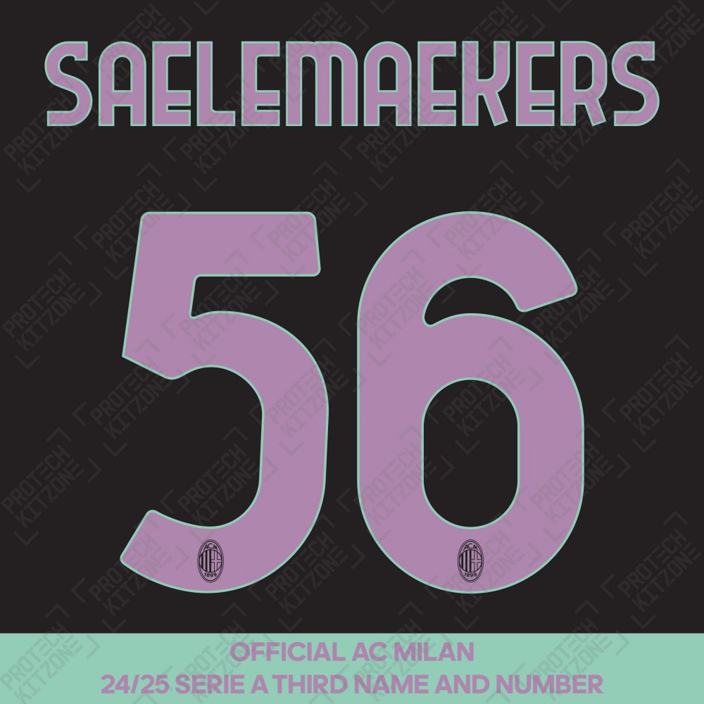 Saelemaekers 56 (Official AC Milan 2024/25 Third Serie A Name and Numbering) Saelemaekers 56 (Official AC Milan 2024/25 Third Serie A Name and Numbering)
