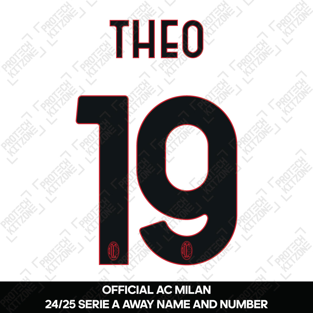 Theo 19 (Official AC Milan 2024/25 Away Serie A Name and Numbering) Theo 19 (Official AC Milan 2024/25 Away Serie A Name and Numbering)