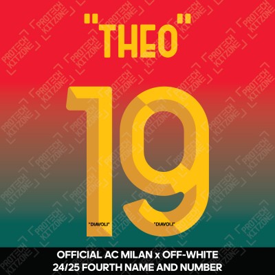 "Theo" 19 (Official AC Milan x Off-White 2024/25 Fourth Name and Numbering)