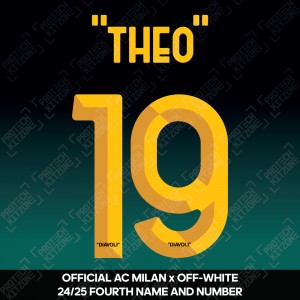 "Theo" 19 (Official AC Milan x Off-White 2024/25 Fourth Name and Numbering)