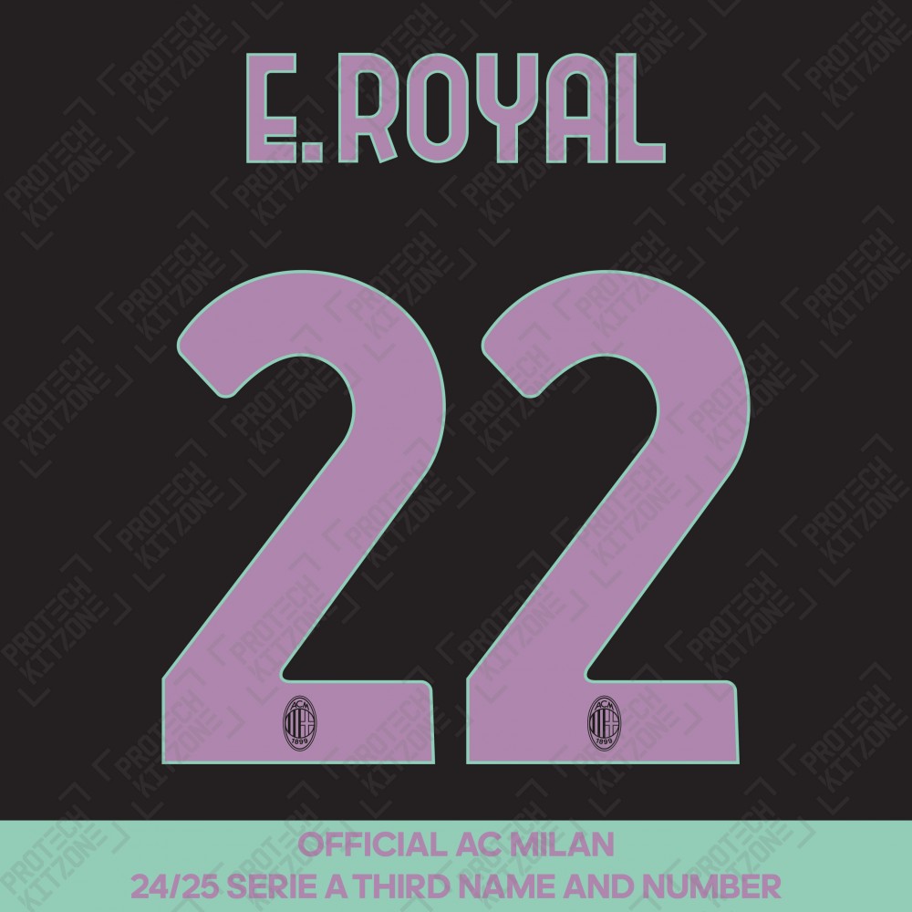 E. Royal 22 (Official AC Milan 2024/25 Third Serie A Name and Numbering) E. Royal 22 (Official AC Milan 2024/25 Third Serie A Name and Numbering)