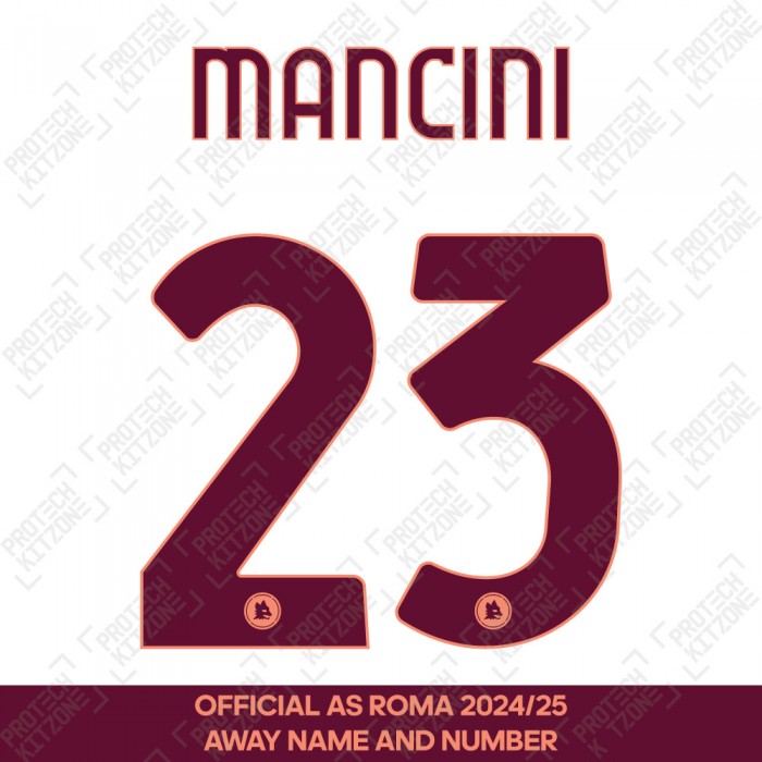 Mancini 23 - (Official AS Roma FC 2024/25 Away Name and Numbering)