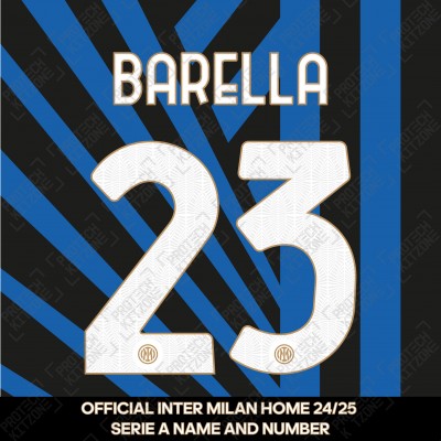 Barella 23 - Official Inter Milan 2024/25 Home Name and Numbering 