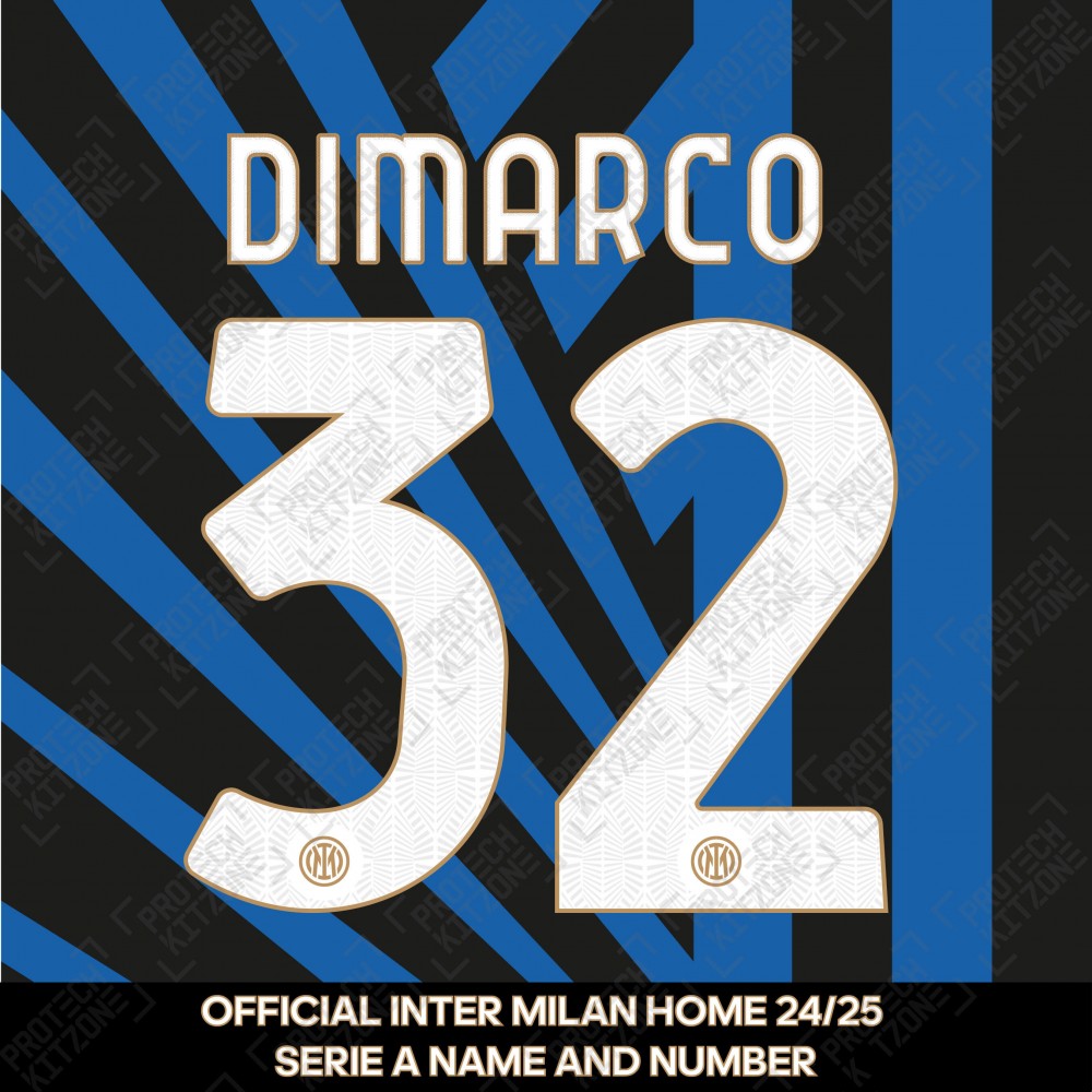 Dimarco 32 - Official Inter Milan 2024/25 Home Name and Numbering Dimarco 32 - Official Inter Milan 2024/25 Home Name and Numbering