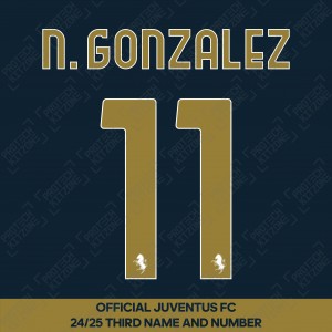 N. Gonzalez 11 (Official Juventus 2024/25 Third Name and Numbering)