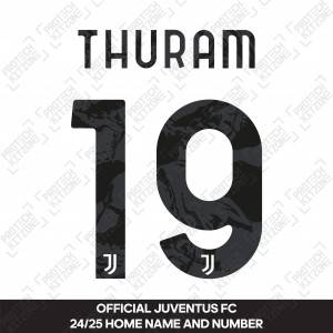 Thuram 19 (Official Juventus 2024/25 Home/Away Name and Numbering)