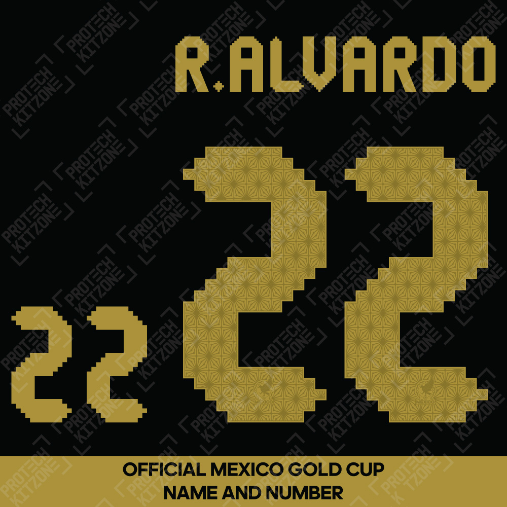 R. Alvarado 22 - Official Mexico Gold Cup Name and Numbering R. Alvarado 22 - Official Mexico Gold Cup Name and Numbering