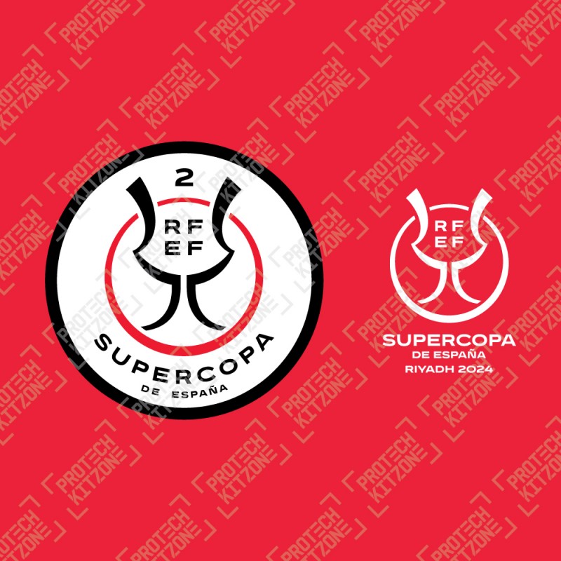 Official Supercopa De España 2 Riyadh 2024 Patch + Match Detail Printing (For Atletico Madrid 2023/24 Home Shirt)